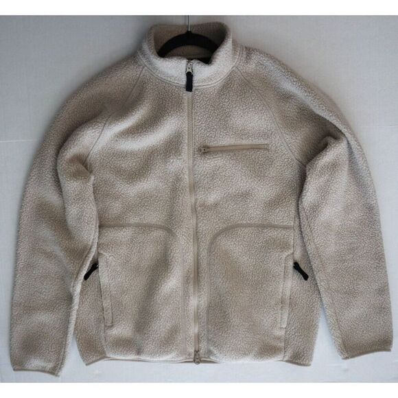 Everlane Women's Sz L Beige ReNew Faux Sherpa Teddy Fleece Full Zip Jacket - Picture 7 of 9